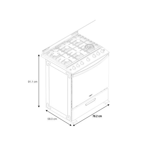 ESTUFA A GAS WHIRLPOOL 30"/6 QUEM C/TAPA