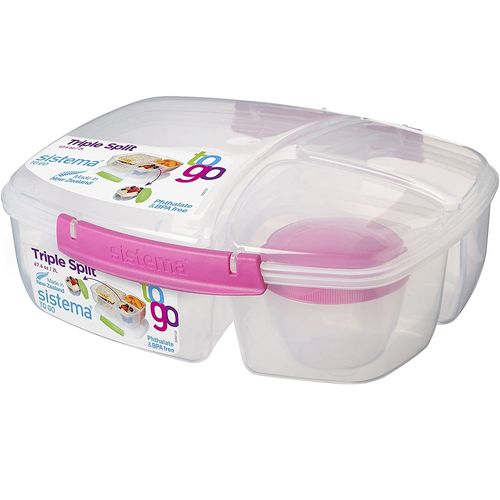 Recipiente Plasica  con Divisiones para Lunch 2L 67.63Oz