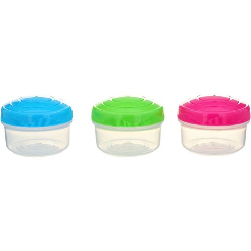 Juego de Mini Recipientes Plastico con Tapa 3 piezas 130Ml   4.4Oz