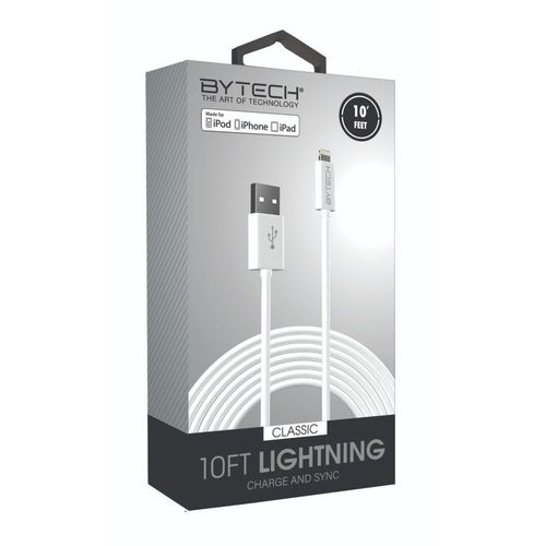 Cable Ligtning Bytech 10 Pies Color blanco