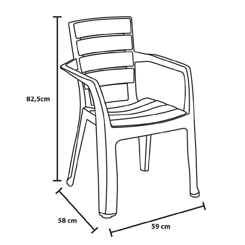 SILLA PLASTICA BARU CON BRAZOS WENGUE