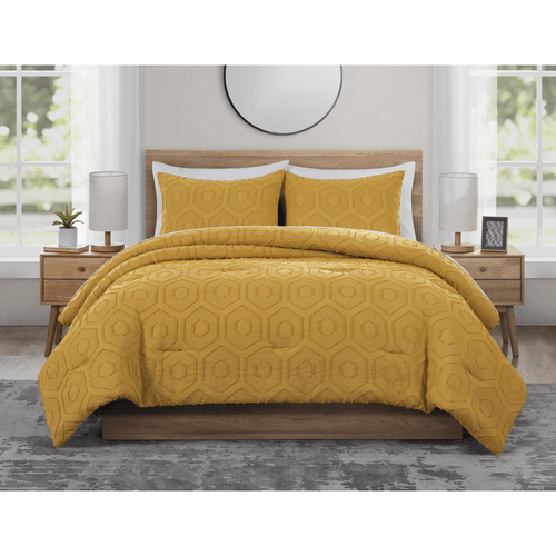 JUEGO DE EDREDON FULL/QUEEN COMFORTER 3PCS MUSTARD