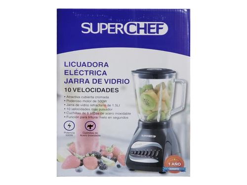 LICUADORA SUPER CHEF 10VL JARRA VIDRIO /NEGRO