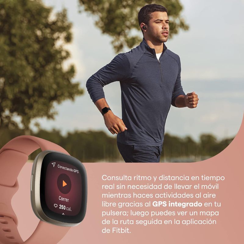 Fitbit Reloj Versa 3, Rosa