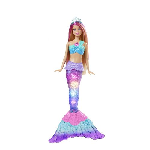 MUÑECA BARBIE FANTASÍA SIRENA LUCES BRILLANTE