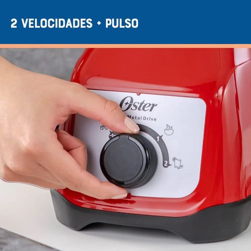 LICUADORA OSTER 2VEL. VASO VIDRIO ROJO