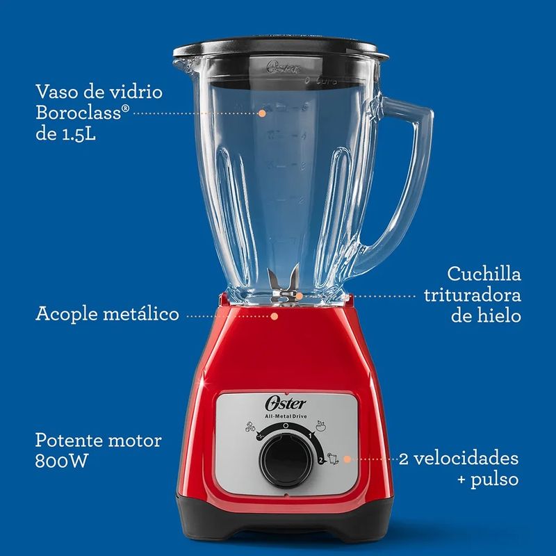 Homega - Licuadora Oster Digital Roja Mod: BRlY07 - Vaso de Vidrio