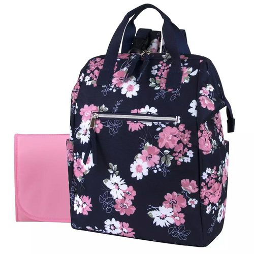 PAÑALERA T/MOCHILA FLORAL AZL-RSO