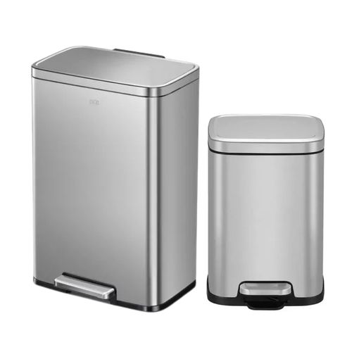JGO D/BASUREROS D/ACERO INOX. 8L+50L FIN