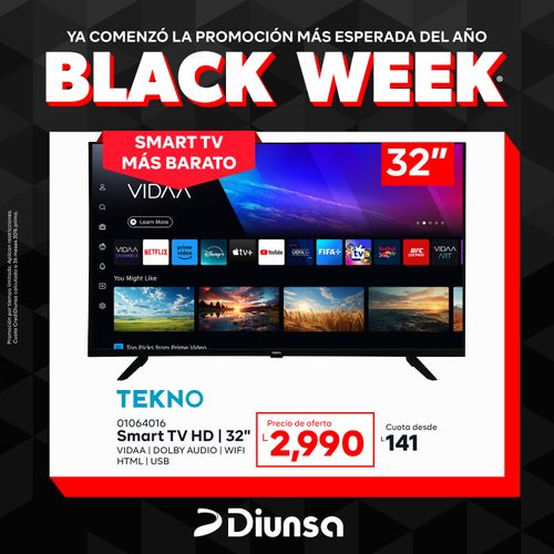 TELEVISOR LED TEKNO 32" HD VIDAA SMART/ ISDBT/USB /HDMI